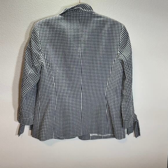 Anne Klein Gingham Check Blazer Women’s M Tie Sleeve One Button Jacket - Picture 3 of 7